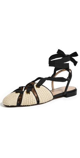 Ulla Johnson Ulla Johnson Artemis Eyelet Flat Sandals Natural