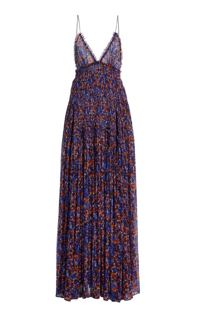 Ulla Johnson Ulla Johnson Atrani Pleated Silk Gown Blue