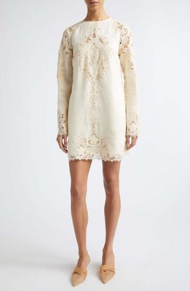 Ulla Johnson Ulla Johnson Camie Lace Long Sleeve Shift Minidress