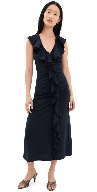 Ulla Johnson Ulla Johnson Chiara Cotton Ruffle Dress Midnight