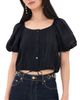 Ulla Johnson Ulla Johnson Clara Short Sleeve Cotton Top Noir - 1
