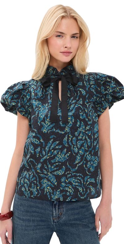 Ulla Johnson Ulla Johnson Estela Short Sleeve Cotton Top Midnight
