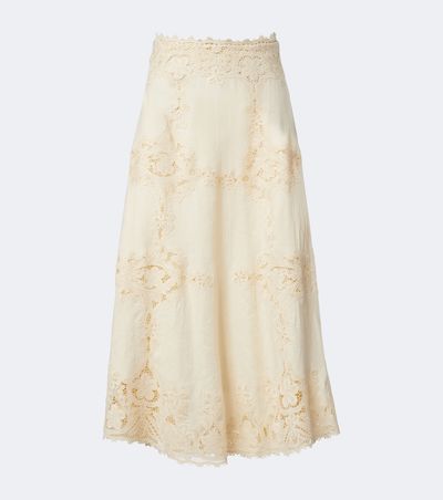 Ulla Johnson Ulla Johnson Fleur crochet-trimmed linen midi skirt