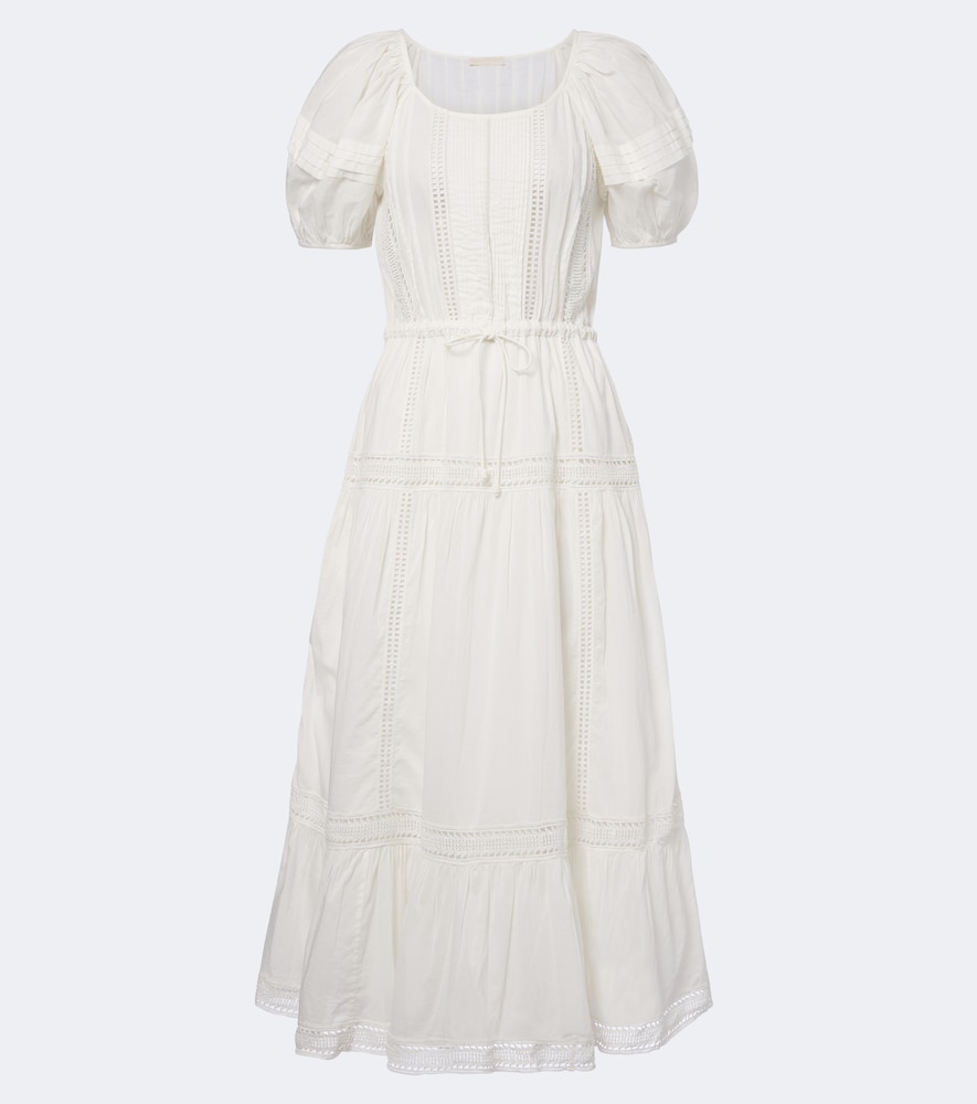 ulla johnson white midi dress Isotta eyelet-embellished cotton midi dress - cream