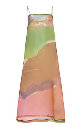 Ulla Johnson Ulla Johnson Landscape Printed Silk Midi Dress Multi