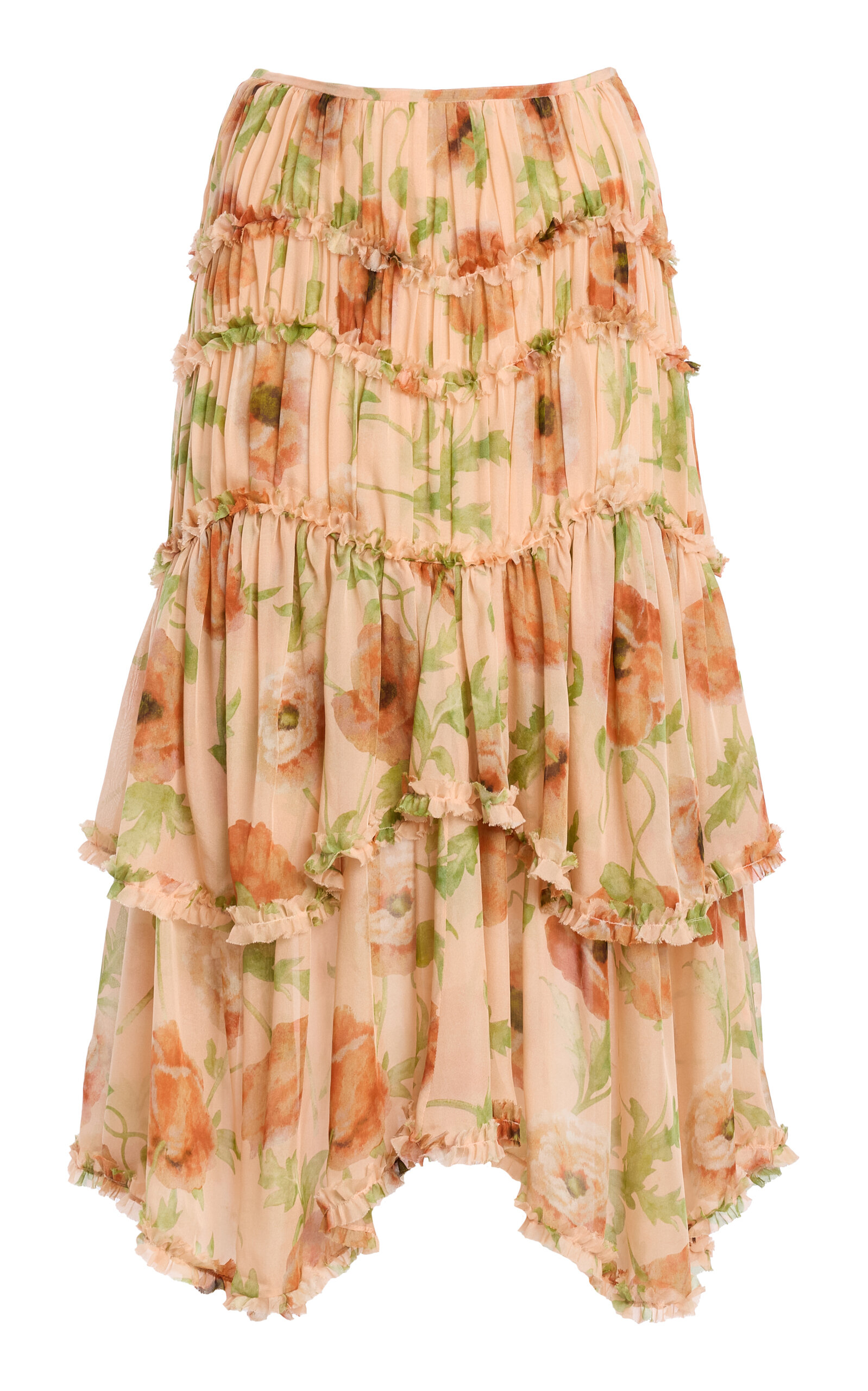 Ulla Johnson Ulla Johnson Lenore Silk Tiered Midi Skirt