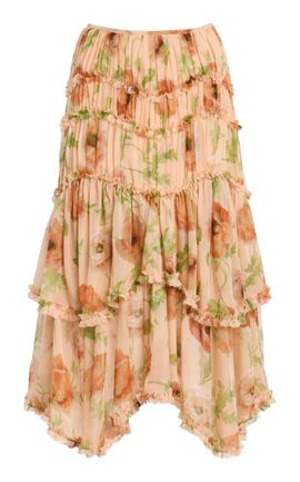 Ulla Johnson Ulla Johnson Lenore Silk Tiered Midi Skirt