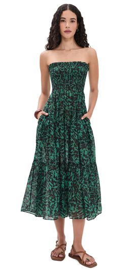 Ulla Johnson Ulla Johnson Lucca Smocked Coverup Dress Neptune
