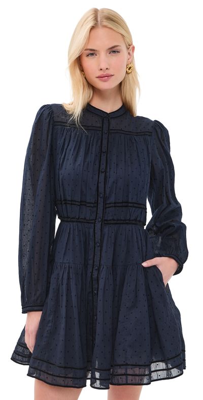Ulla Johnson Ulla Johnson Lumi Long Sleeve Cotton Mini Dress Nightfall