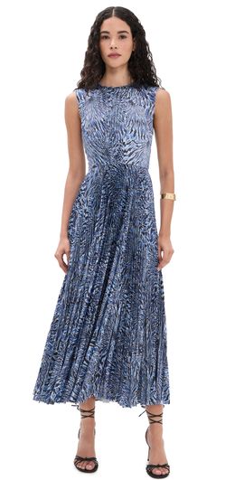 Ulla Johnson Ulla Johnson Malin Short Sleeve Satin Dress Lapis
