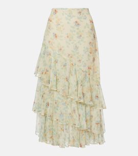 Ulla Johnson Ulla Johnson Meadow floral silk chiffon midi skirt