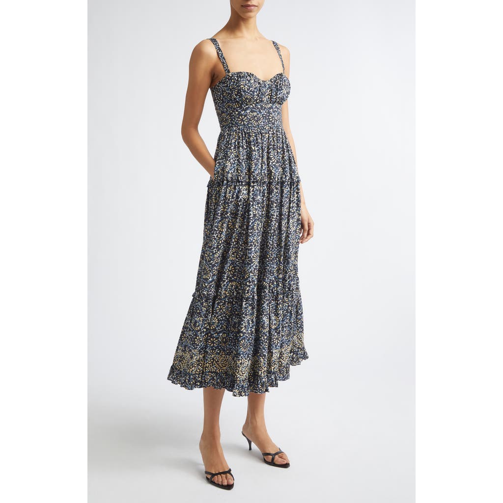 Ulla Johnson Ulla Johnson Ophelia Floral Print Sleeveless Tiered Maxi Dress