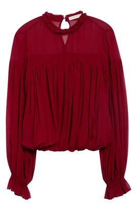 Ulla Johnson Ulla Johnson Pearl Long Sleeve Silk Chiffon Top