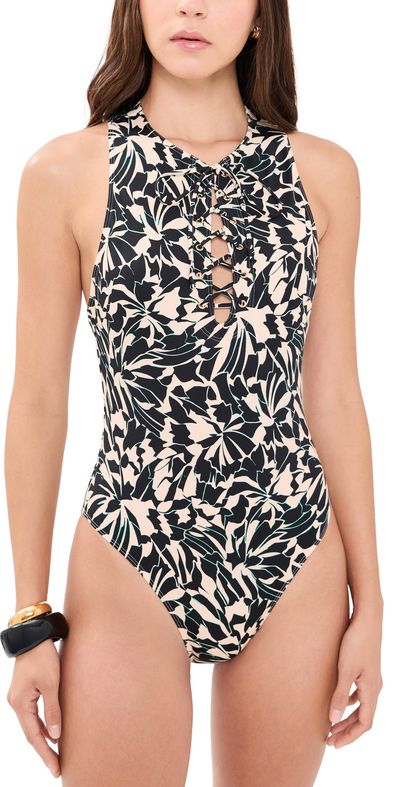 Ulla Johnson Ulla Johnson Solina Lace Up Maillot One Piece Mercury