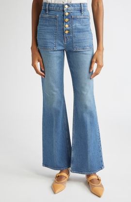 Ulla Johnson Ulla Johnson The Lou Button Fly Flare Jeans