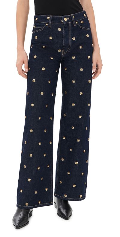 Ulla Johnson Ulla Johnson The Willow Embellished Wide Leg Jeans Embellished Tigris