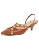 Ulla Johnson Ulla Johnson Vendome Studded Kitten Heels Nutmeg - 1
