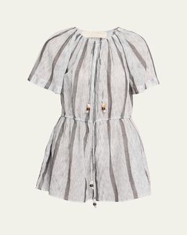 Ulla Johnson Valeria Striped Cotton Jumpsuit