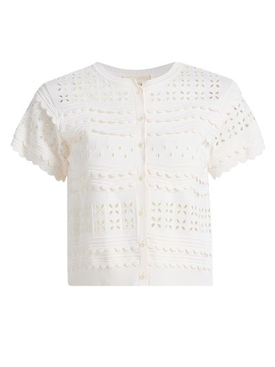 Ulla Johnson Women's Abriana Eyelet Cropped Cardigan