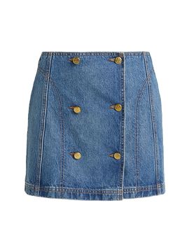 Ulla Johnson Women's Clara Denim Button-Front Wrap Miniskirt