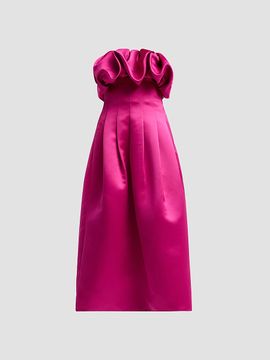 Ulla Johnson Women's Cosima Strapless Satin Tea-Length Dress