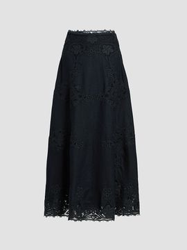 Ulla Johnson Women's Fleur Embroidered Linen Midi Skirt
