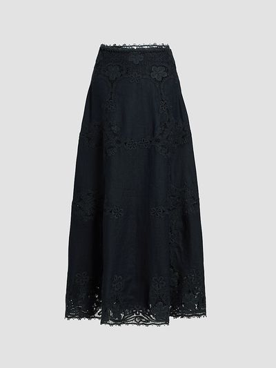 Ulla Johnson Women's Fleur Embroidered Linen Midi Skirt