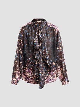 Ulla Johnson Women's Gesture Floral Silk Ruffle Blouse