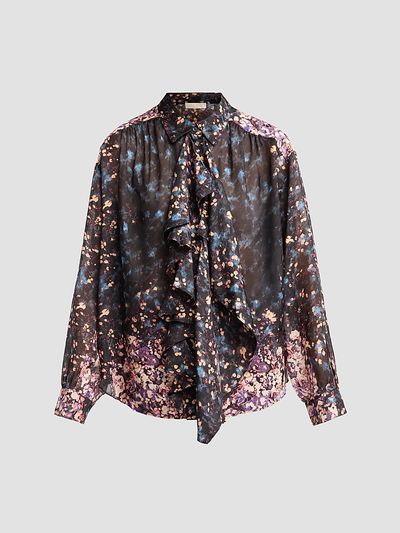 Ulla Johnson Women's Gesture Floral Silk Ruffle Blouse