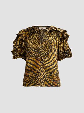 Ulla Johnson Women's Josephine Animal-Print Silk Top