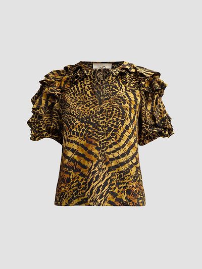 Ulla Johnson Women's Josephine Animal-Print Silk Top