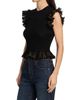 Ulla Johnson Women's Leila Metallic Rib-Knit Ruffle Top - 4