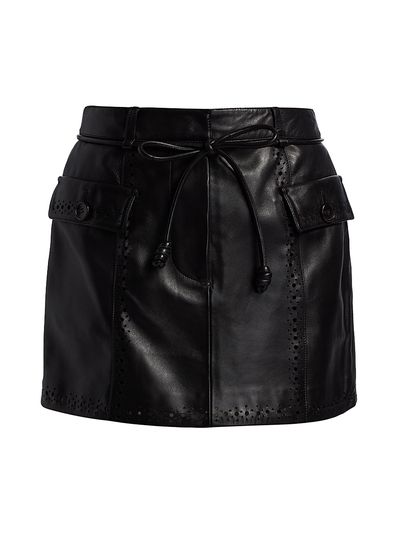 Ulla Johnson Women's Luna Leather Tie-Waist Miniskirt