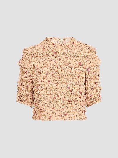 Ulla Johnson Women's Mabel Floral Ruffle Silk Top