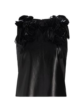 Ulla Johnson Women's Marlowe Floral Appliqué Leather Top