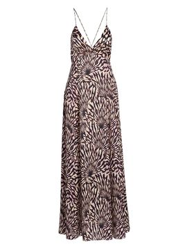 Ulla Johnson Women's Oriana Zebra-Print Satin A-Line Maxi Dress