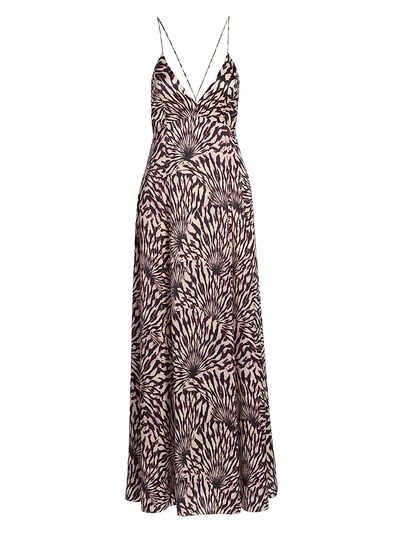 Ulla Johnson Women's Oriana Zebra-Print Satin A-Line Maxi Dress