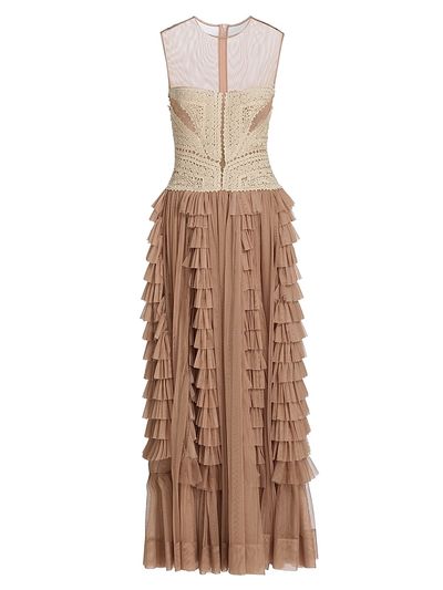 Ulla Johnson Women's Orla Crochet Tulle-Skirt Maxi Dress
