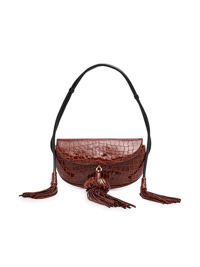 Ulla Johnson Women's Paloma Tasseled Croc-Embossed Leather Shoulder Bag