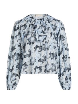 Ulla Johnson Women's Siena Snakeskin-Printed Cotton-Blend Top
