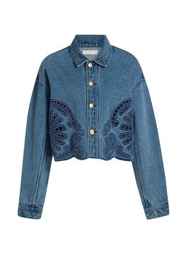 Ulla Johnson Women's The Bobbi Eyelet Denim Jacket