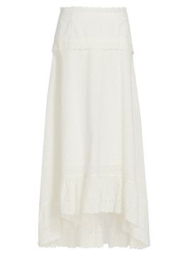 Ulla Johnson Women's Violetta High-Low Cotton A-Line Midi-Skirt