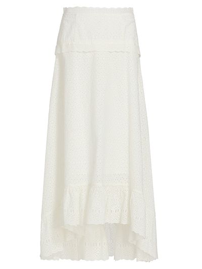 Ulla Johnson Women's Violetta High-Low Cotton A-Line Midi-Skirt