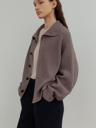 UMARMUNG COLLECTION Cotton Boucle Raw Edge High Neck Jacket