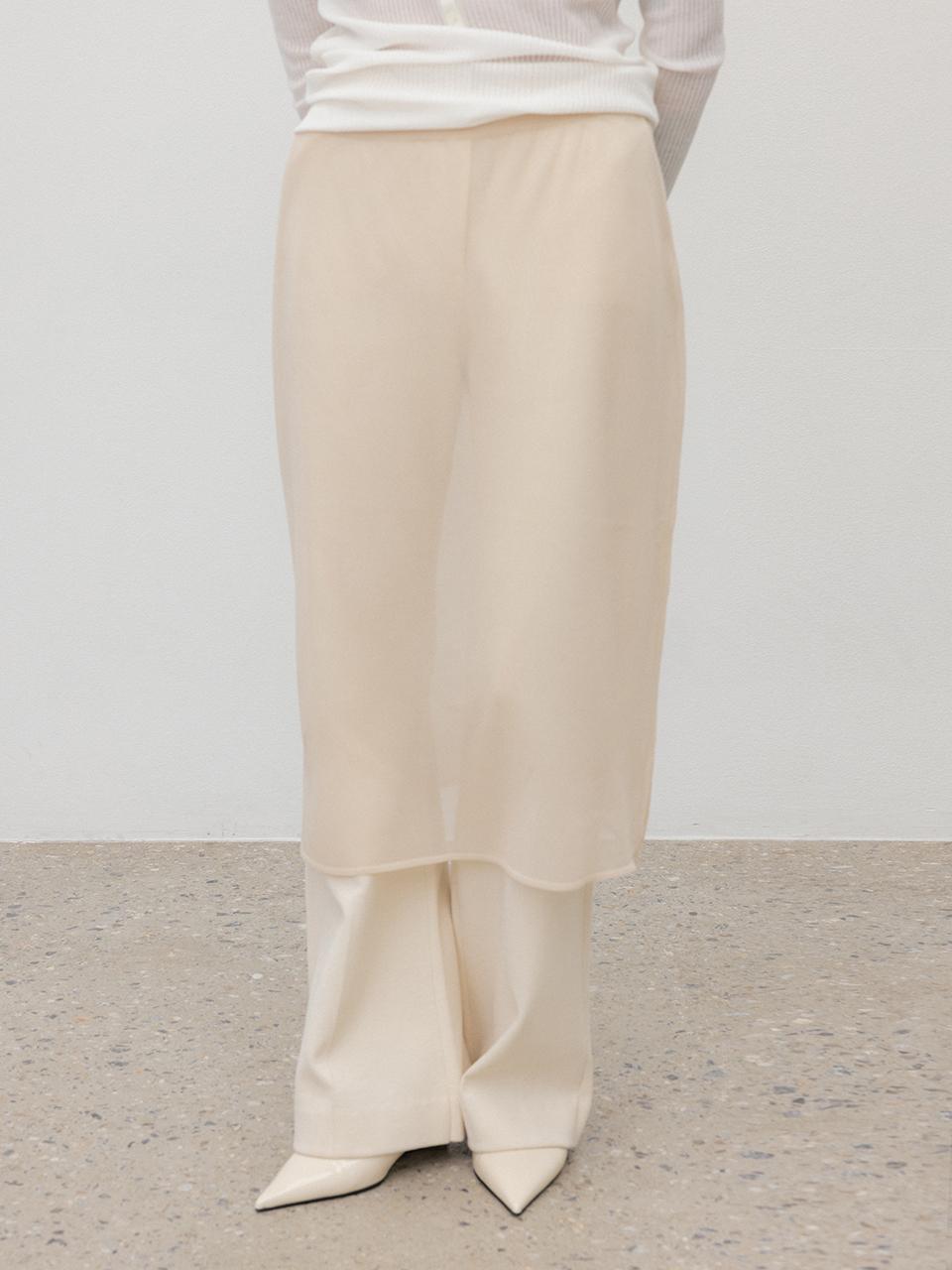 UMARMUNG COLLECTION Crinkled linen layered skirt [Skin]