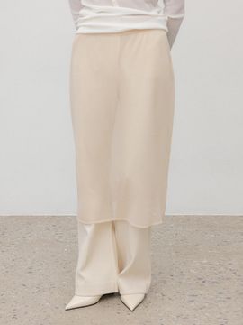 UMARMUNG COLLECTION Crinkled linen layered skirt [Skin]