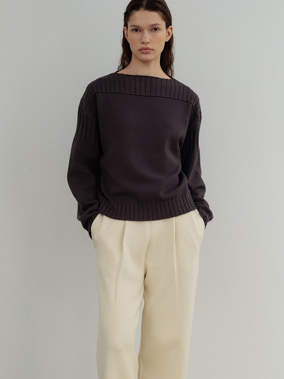 UMARMUNG COLLECTION Pure Supima Boat Neck Pullover