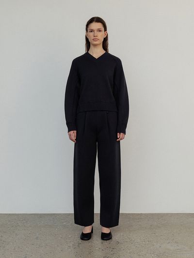 UMARMUNG COLLECTION Pure Supima Tucked Pants_Dawn Grey
