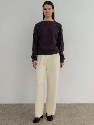 UMARMUNG COLLECTION Pure Supima Tucked Pants_Noon