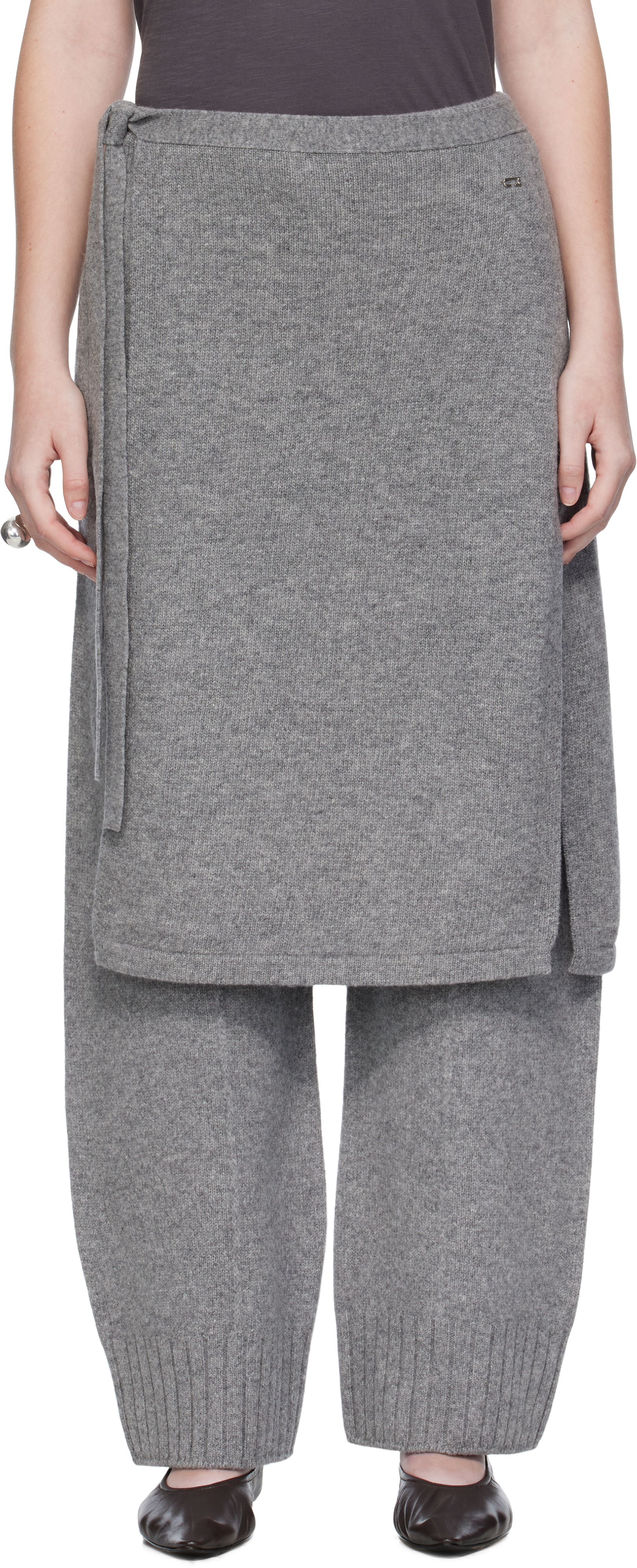 UMARMUNG - Gray Wholegarment Wrap Skirt Lounge Pants